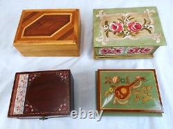Lot of 4 Beautiful Jewelry/Trinket Music Boxes-Reuge & Other Makers