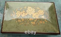 Mint Vintage Sorrento Italy Music Box Reuge Romance Canon in D Green Wood Inlay