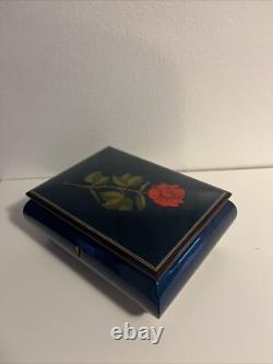 NEW 8.5 Vintage Swiss Reuge Jewelry Music Box Rose The Wind Beneath My Wings