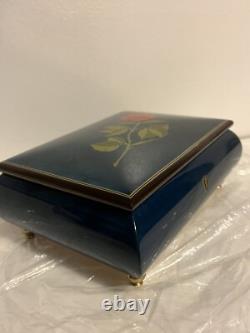 NEW 8.5 Vintage Swiss Reuge Jewelry Music Box Rose The Wind Beneath My Wings