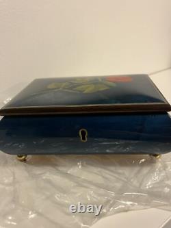 NEW 8.5 Vintage Swiss Reuge Jewelry Music Box Rose The Wind Beneath My Wings