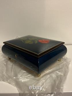 NEW 8.5 Vintage Swiss Reuge Jewelry Music Box Rose The Wind Beneath My Wings