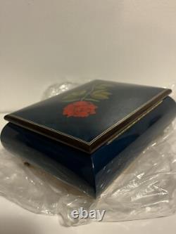 NEW 8.5 Vintage Swiss Reuge Jewelry Music Box Rose The Wind Beneath My Wings