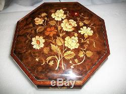 NEW REUGE OCTAGON MUSIC JEWELRY BOX IN FACTORY BOX FROM THE 70s LA VIE EN ROSE