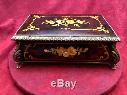Northern Italian Floral Inlay Sorrento Music Box Reuge 36 Note Music (see Video)