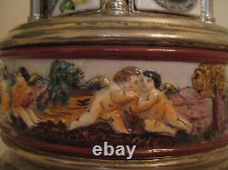 Old Reuge Capodimonte Porcelain Musical Lipstick Cigarette Carousel Music Box