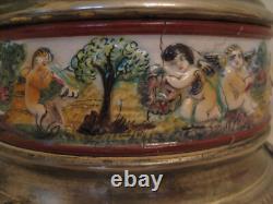 Old Reuge Capodimonte Porcelain Musical Lipstick Cigarette Carousel Music Box