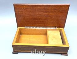 Old Vintage Decorative Wood Music REGUE Jewelry Box Swiss Made Flowers
