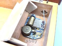 Old Vintage Decorative Wood Music REGUE Jewelry Box Swiss Made Flowers