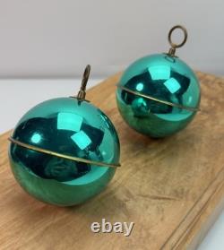 Pair Vintage 60's Reuge STE CROIX Music Box Ball Christmas Ornaments Swiss Made