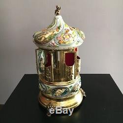 Perfect Vintage REUGE Porcelain Carousel Cherub Cigarette Music Box