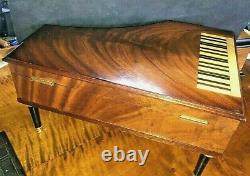 RARE ANTIQUE MAHOGANY GRAND PIANO MUSIC JEWELRY BOX With REUGE MOZART. WATCH VIDEO