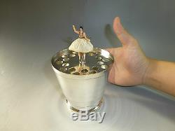 RARE VINTAGE REUGE DANCING BALLERINA MUSIC BOX Musical Cup (WATCH THE VIDEO)
