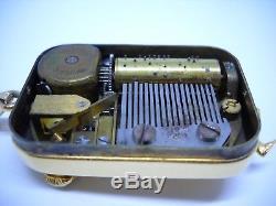 RARE Vintage (1940s) REUGE Miniature Gold & Rhinestone Music Box Pendant/Charm