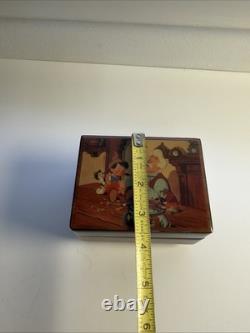 RARE Vintage Reuge Disney Disneyland Pinocchio Souvenir Wooden Music Box WORKING
