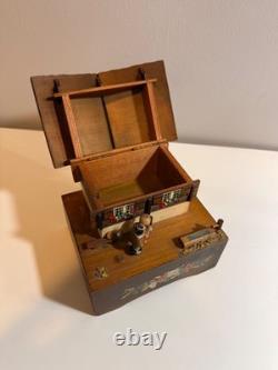RARE! Vintage Reuge Swiss Chalet Music Box Dancing Couple Perfect Condition