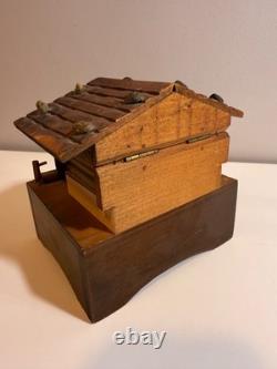RARE! Vintage Reuge Swiss Chalet Music Box Dancing Couple Perfect Condition