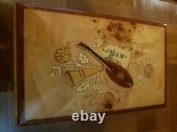 RARE Vtg. Reuge Cantate 147 Model 6376 Handpainted Inlaid Wooden Music BoxMINT