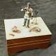 RARE Vtg WWII Reuge Winter German Soldier Wooden Music Box with Swiss Movement