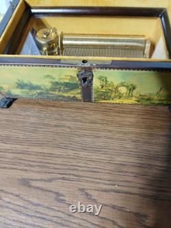 REUGE 50 Note 4 Song Cylinder Music Locking Box W Key Mozart Vintage Gold