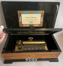 REUGE #58 CHIMES of WORSHIP Inlaid Music Box 3.72 Note-Limited Edition-VTG MINT