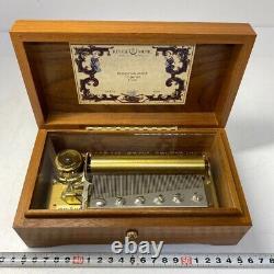 REUGE 72 Note 3 Part Cylinder Music Box Playing Chopin Vintage Gold Brown Used