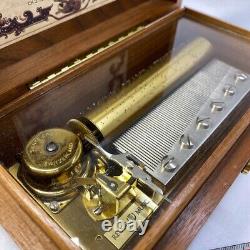 REUGE 72 Note 3 Part Cylinder Music Box Playing Chopin Vintage Gold Brown Used