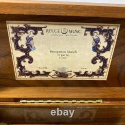 REUGE 72 Note 3 Part Cylinder Music Box Playing Chopin Vintage Gold Brown Used