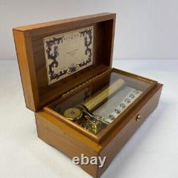 REUGE 72 Note 3 Part Cylinder Music Box Playing Chopin Vintage Gold Brown Used
