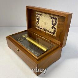 REUGE 72 Note 3 Part Cylinder Music Box Playing Chopin Vintage Gold Brown Used