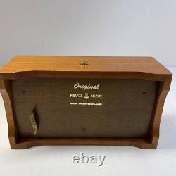 REUGE 72 Note 3 Part Cylinder Music Box Playing Chopin Vintage Gold Brown Used