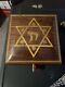 REUGE Burl walnut Music Box with Yellow Star of David