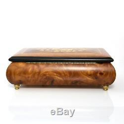 REUGE Burr Myrtle Jewelry Music Box Musical Instruments Inlay Italy/Switzerland