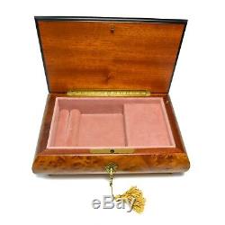 REUGE Burr Myrtle Jewelry Music Box Musical Instruments Inlay Italy/Switzerland