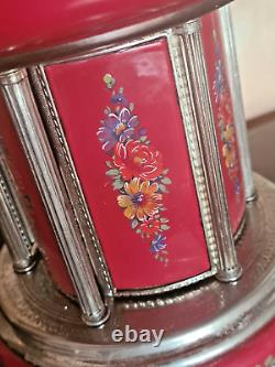REUGE Carousel, cigarette case, music box, hand decorated, vintage, Made Italy