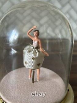 REUGE Dancing Ballerina Merry Widow Music Box White base Switzerland Dome WORKS