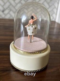 REUGE Dancing Ballerina Merry Widow Music Box White base Switzerland Dome WORKS