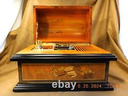 REUGE INLAID TREASURE CHEST With BRASS PLATED AD-30 4-1/2 DISC PLAYER & 10 DISCS