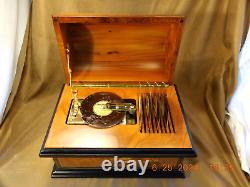 REUGE INLAID TREASURE CHEST With BRASS PLATED AD-30 4-1/2 DISC PLAYER & 10 DISCS