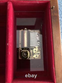 REUGE Inlay Wood Jewelry Box Music Box Romance Swiss Made Used
