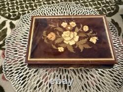REUGE Italian Jewelry Music Box Floral Inlaid And LoveStory Theme