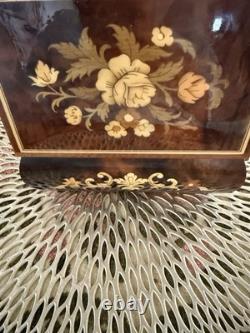 REUGE Italian Jewelry Music Box Floral Inlaid And LoveStory Theme