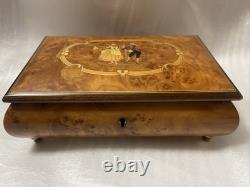 REUGE Jewelry Music Box Inlaid Wood Italy Swiss Movement Berühmtes Menuet Mozart