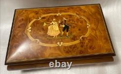 REUGE Jewelry Music Box Inlaid Wood Italy Swiss Movement Berühmtes Menuet Mozart