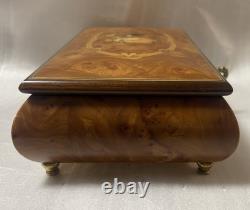 REUGE Jewelry Music Box Inlaid Wood Italy Swiss Movement Berühmtes Menuet Mozart