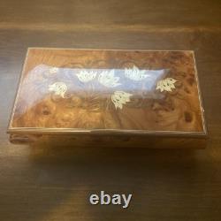 REUGE Jewelry Music Box Inlaid Wood Italy Swiss Movement Blue Danube Viennese