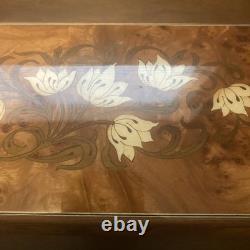 REUGE Jewelry Music Box Inlaid Wood Italy Swiss Movement Blue Danube Viennese