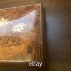 REUGE Jewelry Music Box Inlaid Wood Italy Swiss Movement Blue Danube Viennese