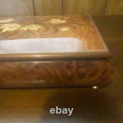 REUGE Jewelry Music Box Inlaid Wood Italy Swiss Movement Blue Danube Viennese