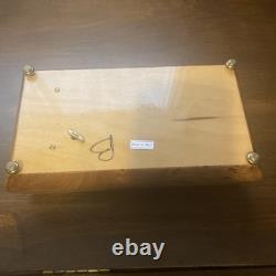 REUGE Jewelry Music Box Inlaid Wood Italy Swiss Movement Blue Danube Viennese